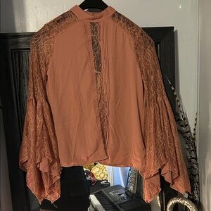 Express Peach Lace Sleeve Blouse